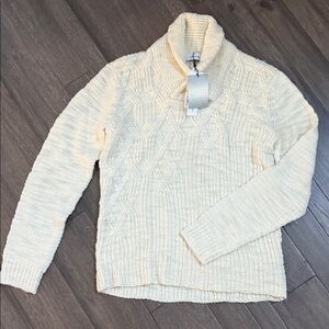 Calvin Klein Ivory Cable Knit Turtleneck Sweater